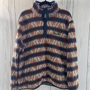 LL Bean Men’s Large Pullover Better Sweater Fleece 1/4 Snap Collar Aztec
